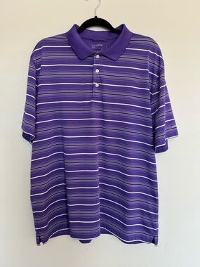 ⭐️ Chaps Golf 78 Stay Dry Purple Striped Polo Shirt Size XL